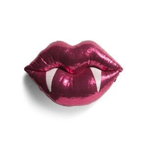 Rachel Zoe Heart-Shaped Sequin Vampire Lips Halloween Pillow